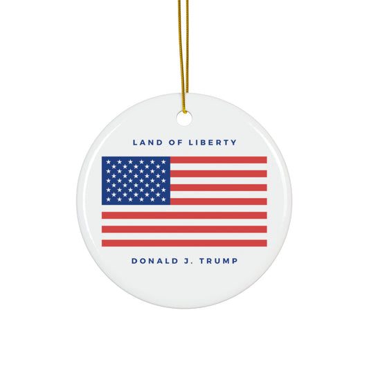 Land of Liberty Circle Ceramic Ornament