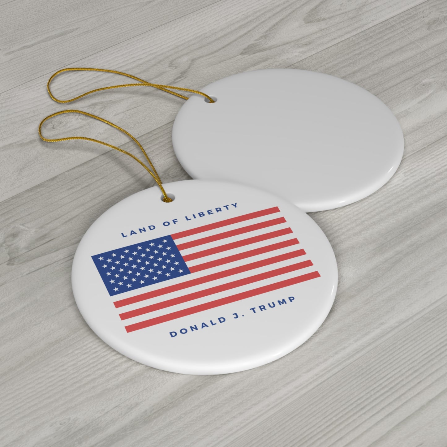 Land of Liberty Circle Ceramic Ornament