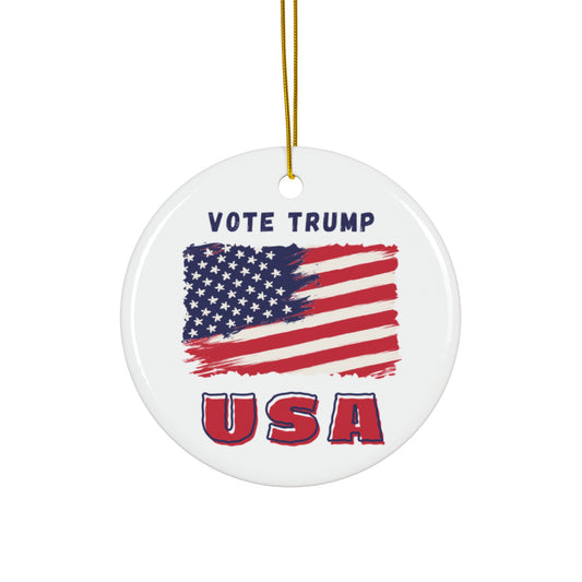 USA Circle Ceramic Ornament