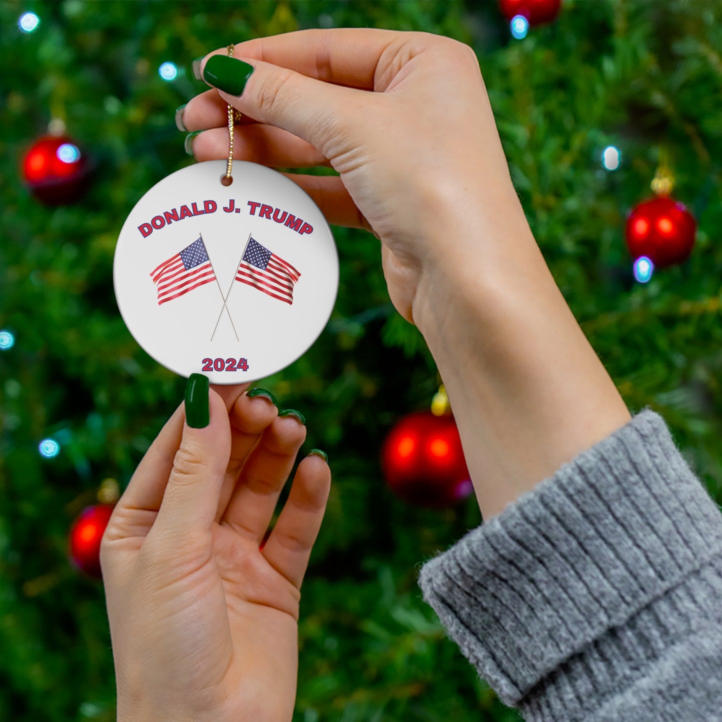 Double American Ceramic Ornament