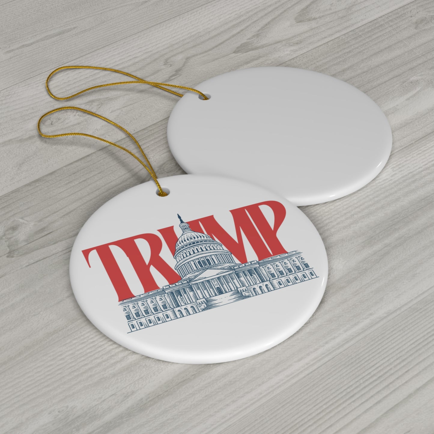 White House Circle Ceramic Ornament