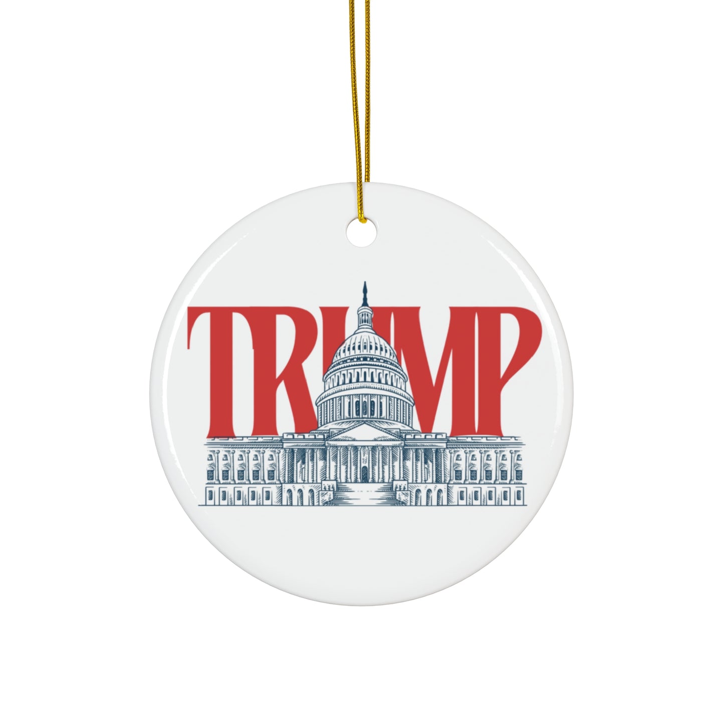 White House Circle Ceramic Ornament